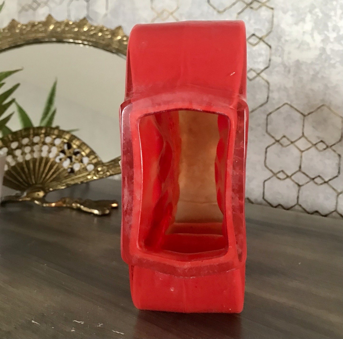 Vintage 70er Design Glasvase Glas Rot Orange Vase Pop Art Hirschberg