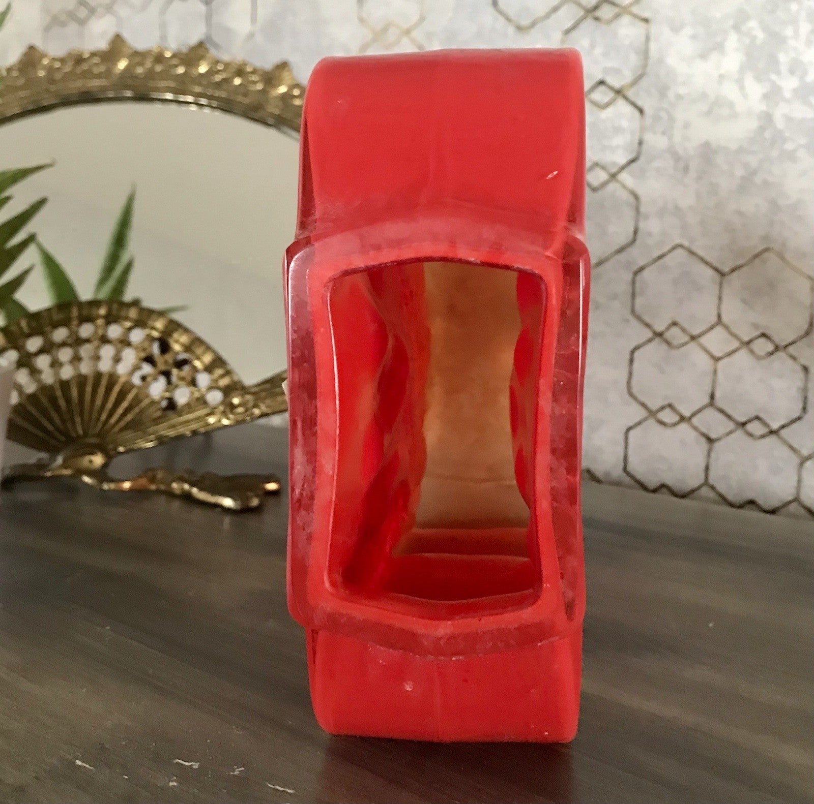Vintage 70er Design Glasvase Glas Rot Orange Vase Pop Art Hirschberg