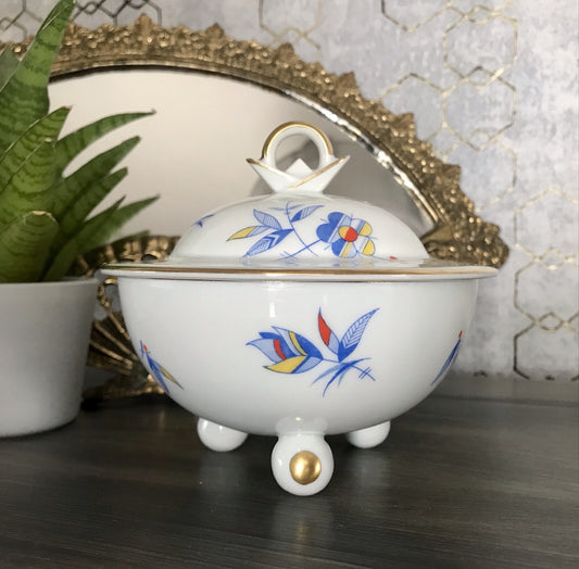Antik Art Déco Porzellan Dose Deckeldose Schatulle Bonboniere Ullersricht Weiden