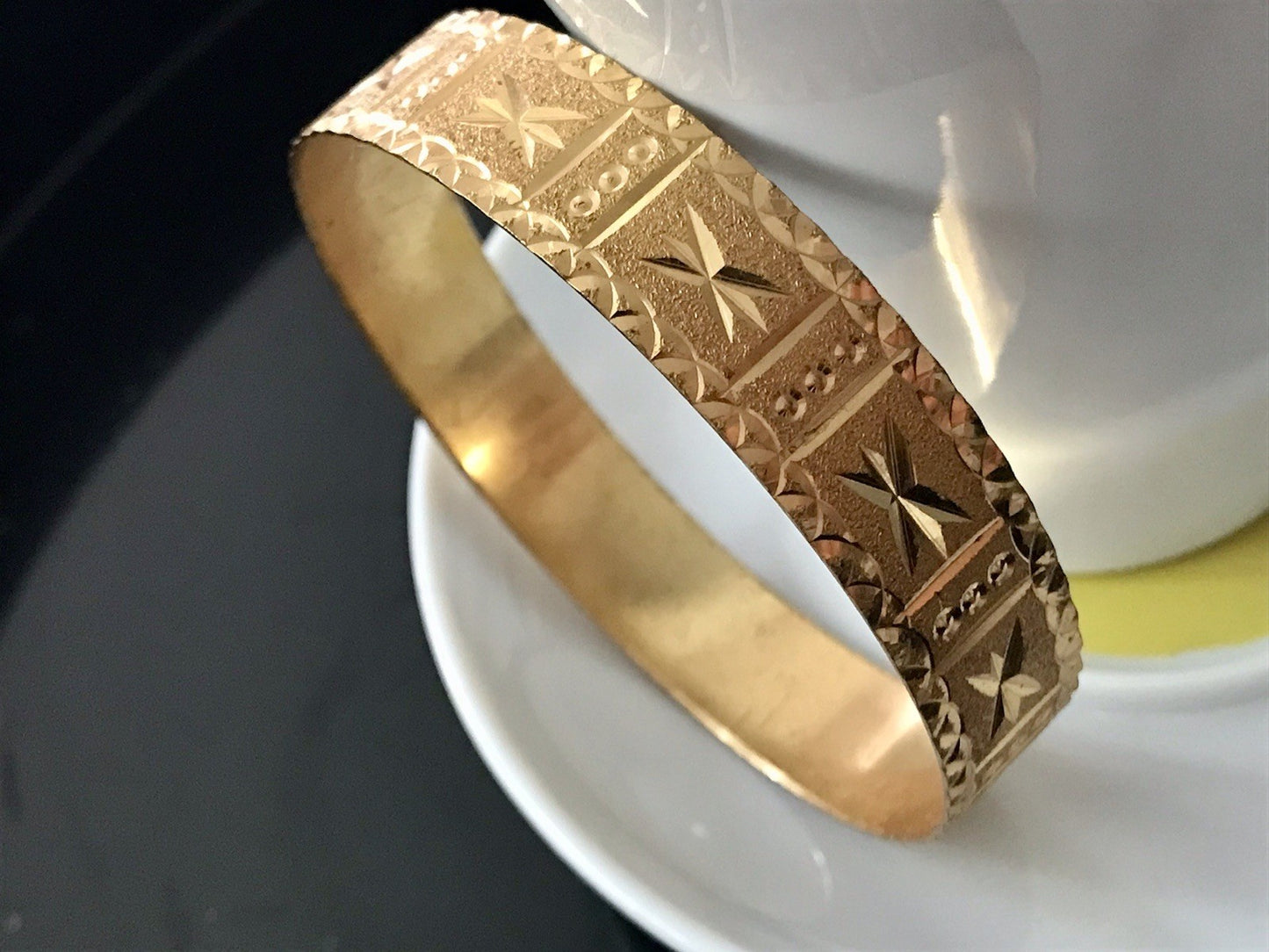 Vintage Art Déco Optik Armband Armreif Armspange vergoldet gold edel