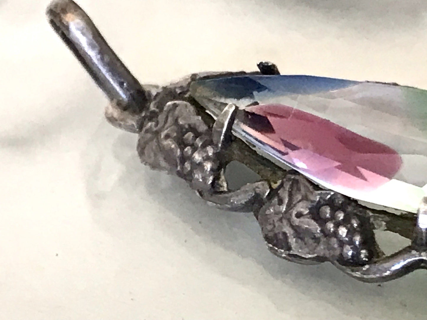 Antik Art Déco Edel Anhänger Kettenanhänger Silber 835 SUPER Rheinkiesel
