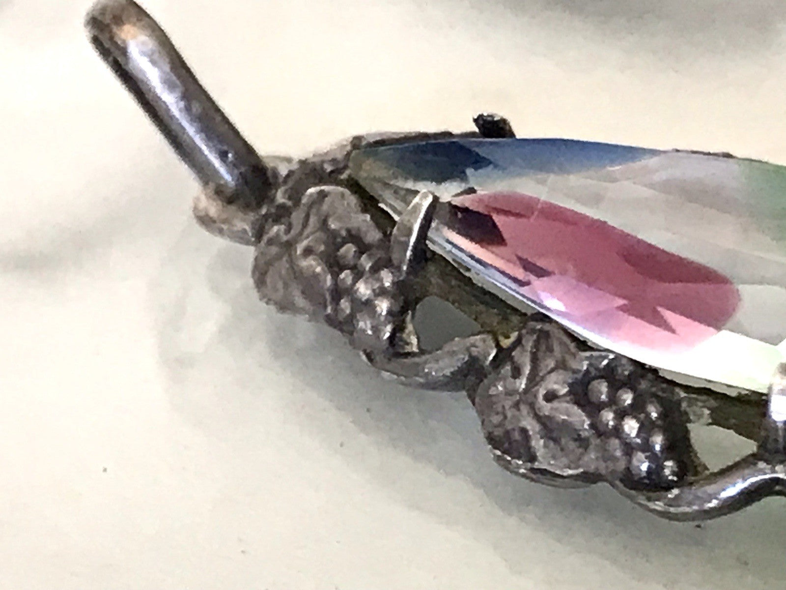 Antik Art Déco Edel Anhänger Kettenanhänger Silber 835 SUPER Rheinkiesel
