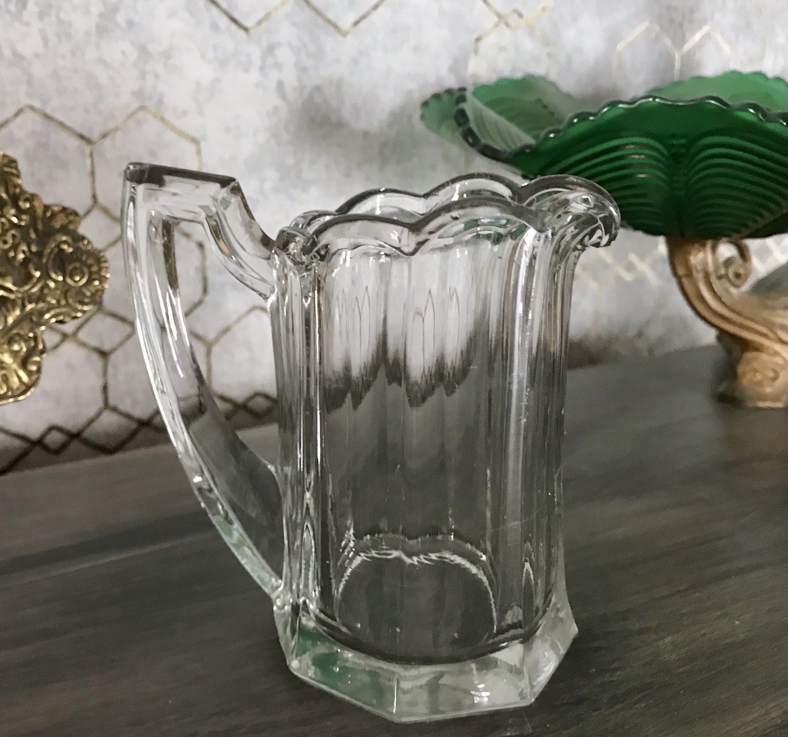 Antik Pressglas Sahnegießer Kännchen Chippendale