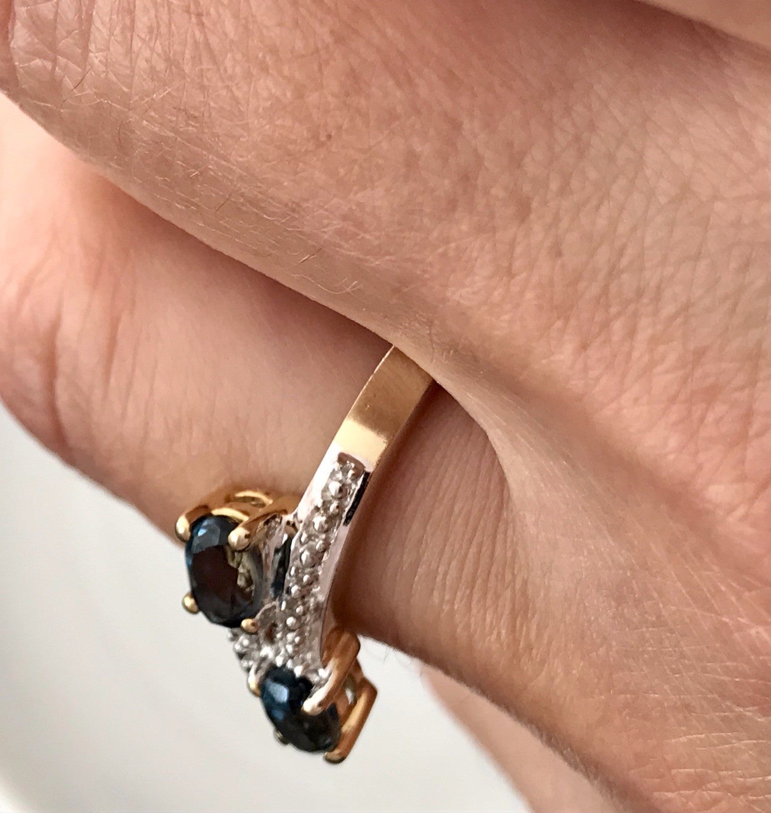 Vintage Ring blaue Steine Saphire?  Silber 925 vergoldet ~Gr.60