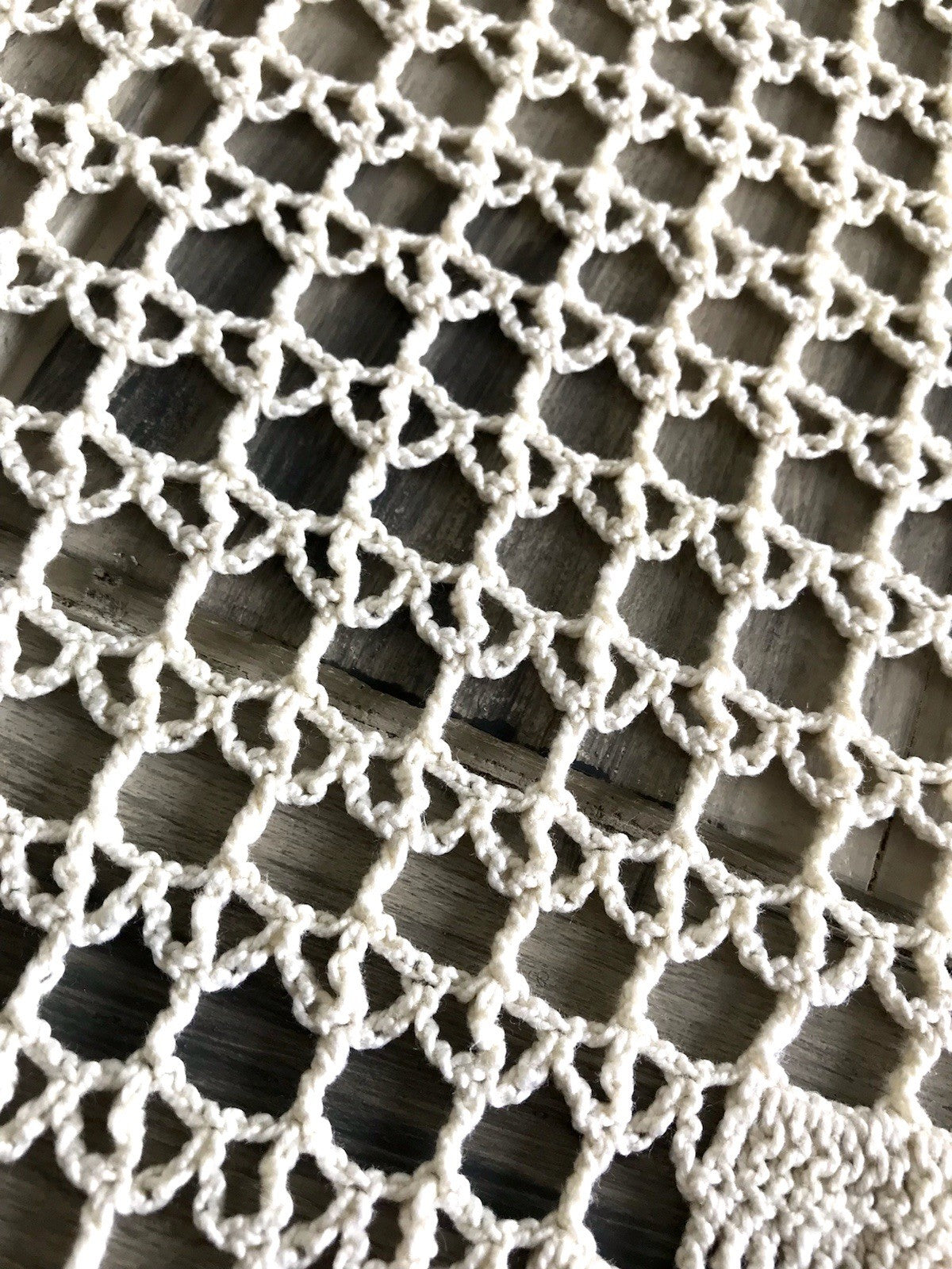 Antik Häkelspitze Tischdecke gehäkelt Creme Baumwolle Spitze Landhaus 170x145