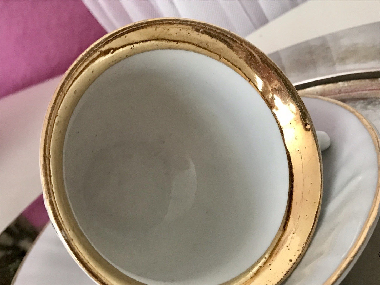 Antik Porzellan Andenken Becher Gedeck Sammeltasse Tasse „Zur Erinnerung“