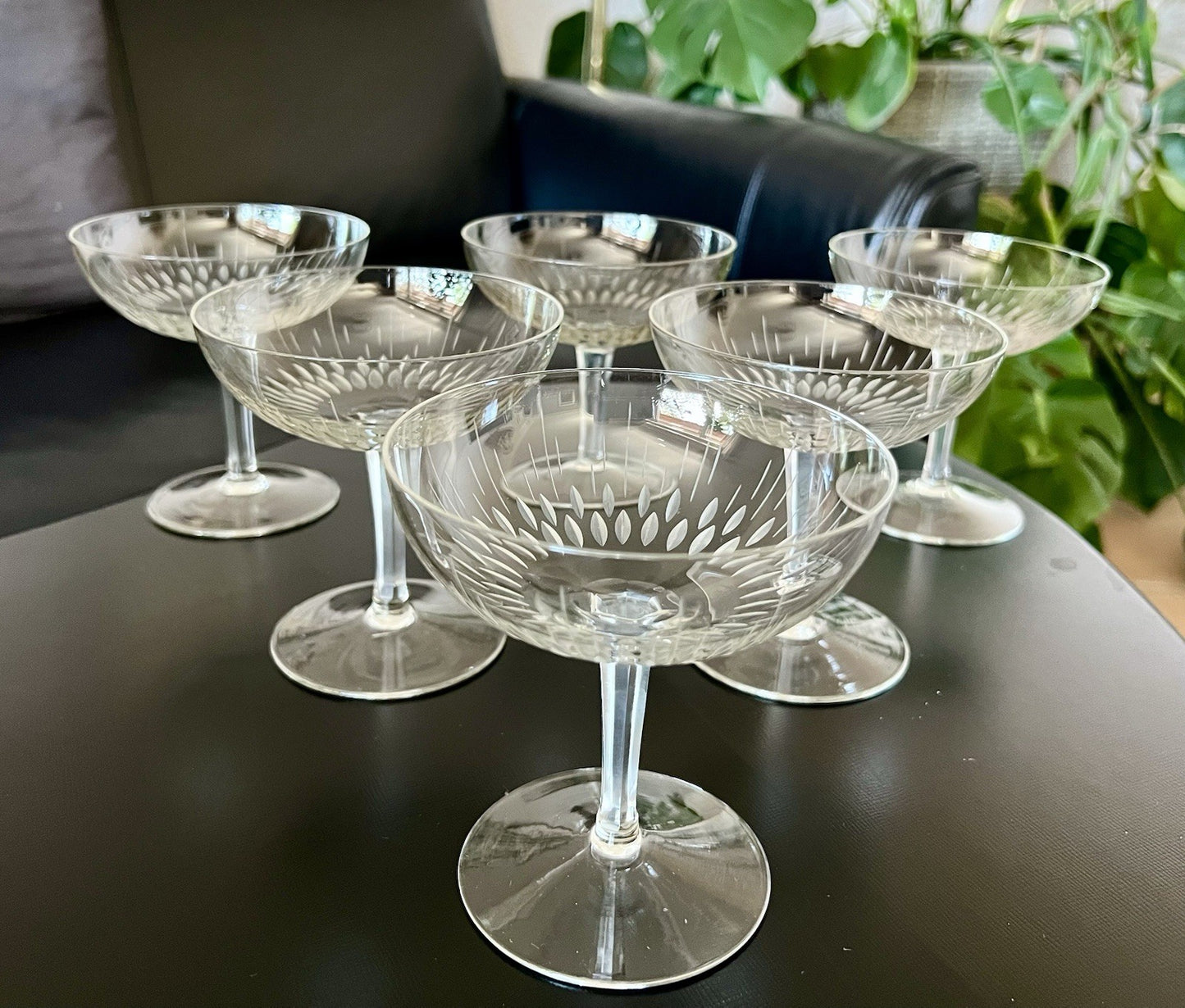 Vintage 60er  4 Champagnerschalen Sektschalen Kristallglas