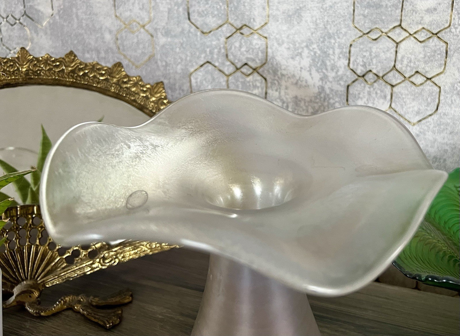 Vintage Glasvase Glaskunst Vase edel Glashütte Eisch ? irisierend schillernd