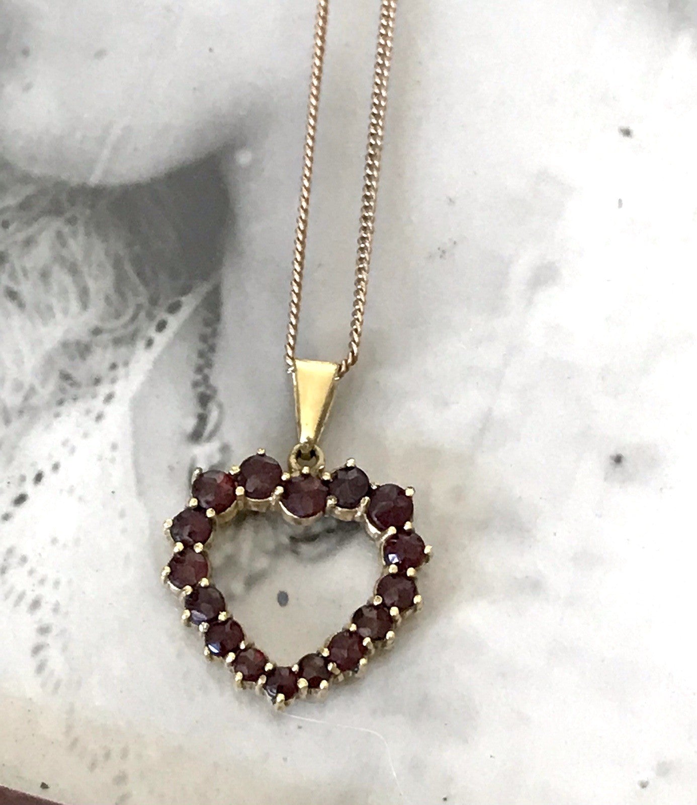 Antik Herz Anhänger 250er Gold Normgold Granate Granatschmuck Kettenanhänger