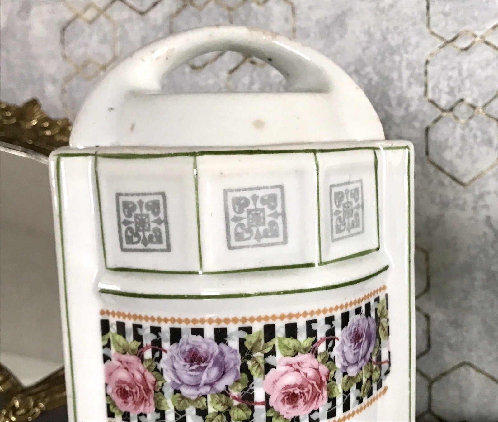 Antik Porzellan Dose Vorratsgefäß Vorratsdose Zucker Rosen Jugendstil Art Déco