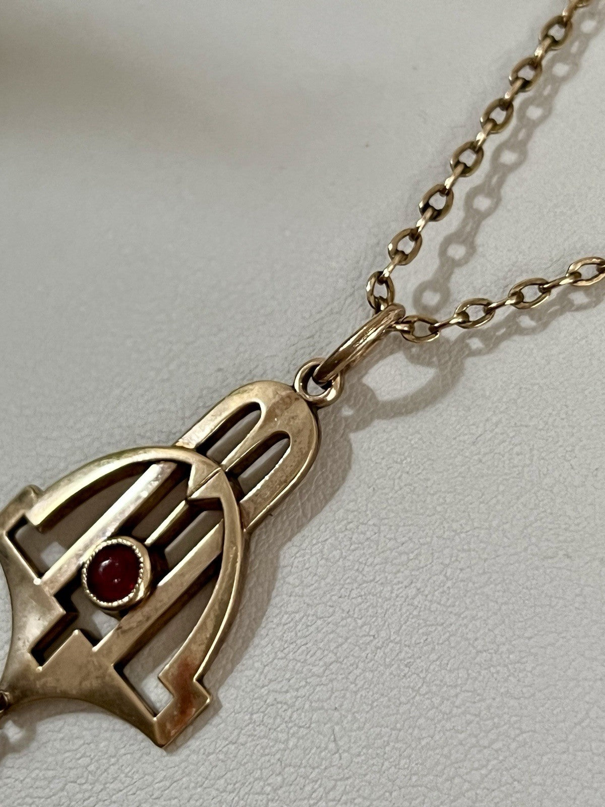 Antik Edel reines Jugendstil Halskette & Anhänger vergoldet Tombak? Amerik.?