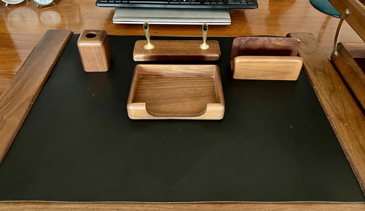 Vintage Schreibtisch Garnitur Organizer Holz Ablage Stifthalter Schreibauflage