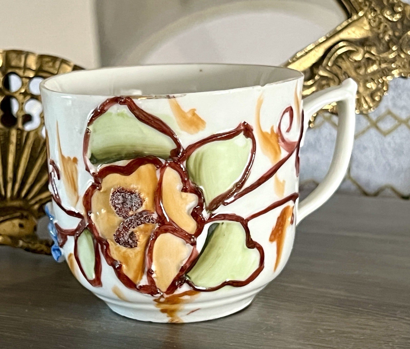 Antik Rosenhäferl Porzellan Andenken Tasse Zum Andenken Stucktasse Barttasse