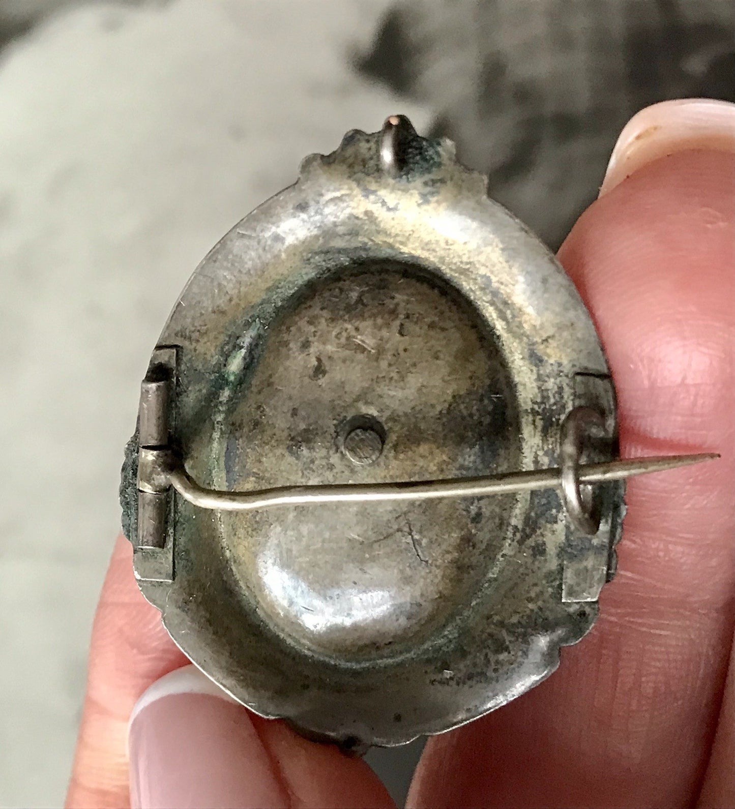Antik Brosche Walzgold auf Silber gold Anhänger? Schaumgold Doublè Onyx