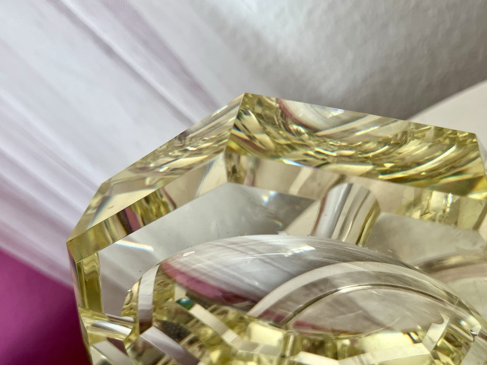 Antik? 3020g! Vintage Murano ? Aschenbecher Ascher Citrin gelb Kristallglas
