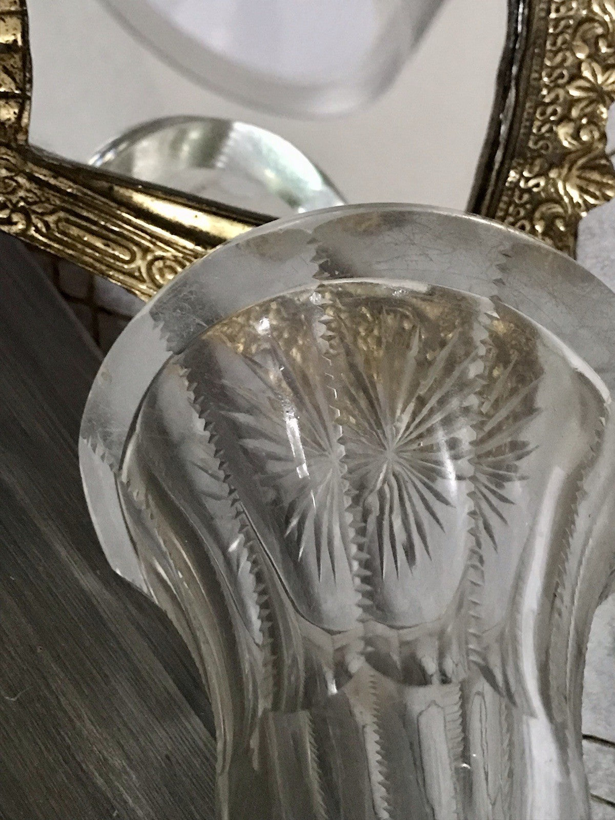 Antik Vase Glasvase Kristallglas geschliffen Jugendstil Art Déco