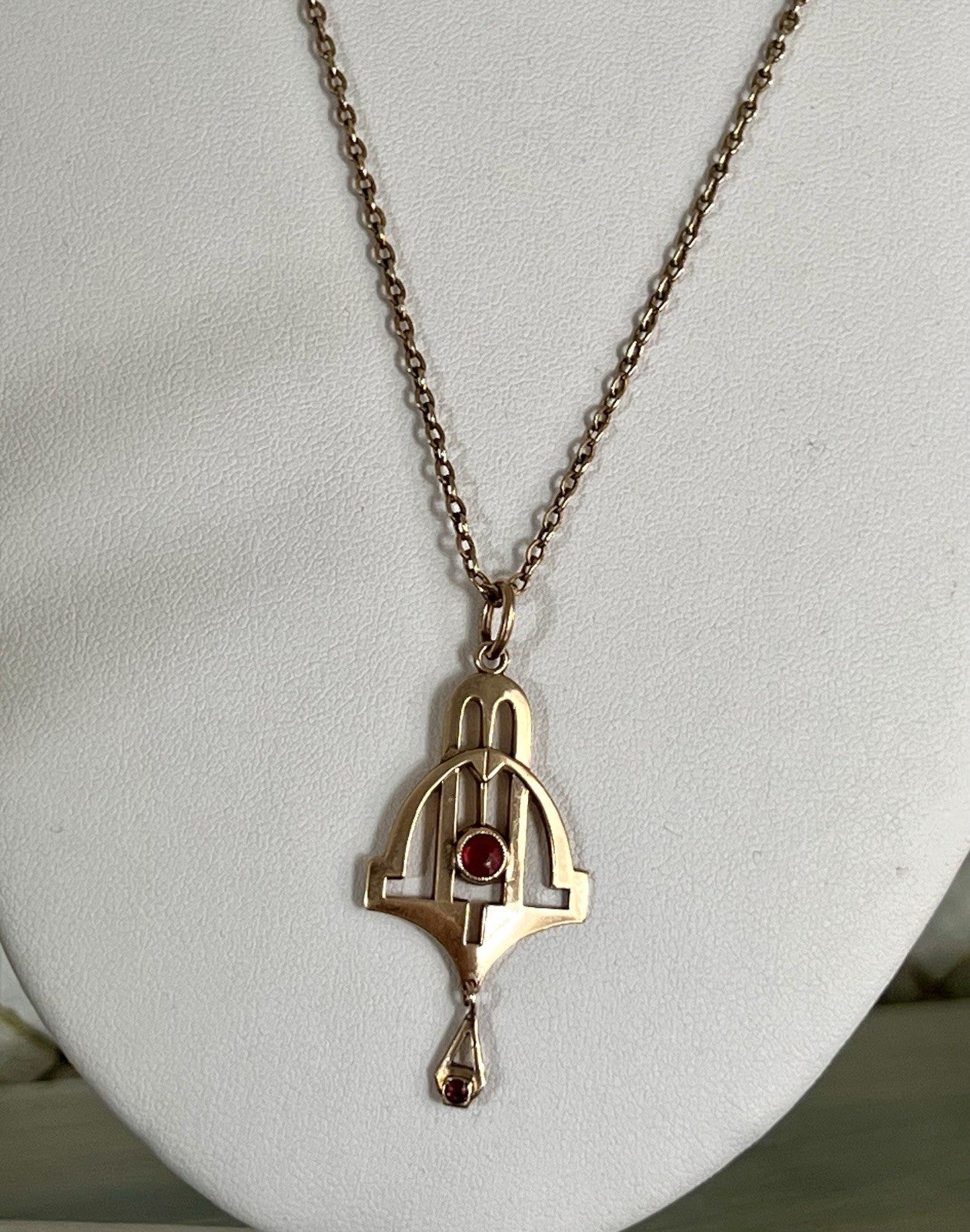 Antik Edel reines Jugendstil Halskette & Anhänger vergoldet Tombak? Amerik.?
