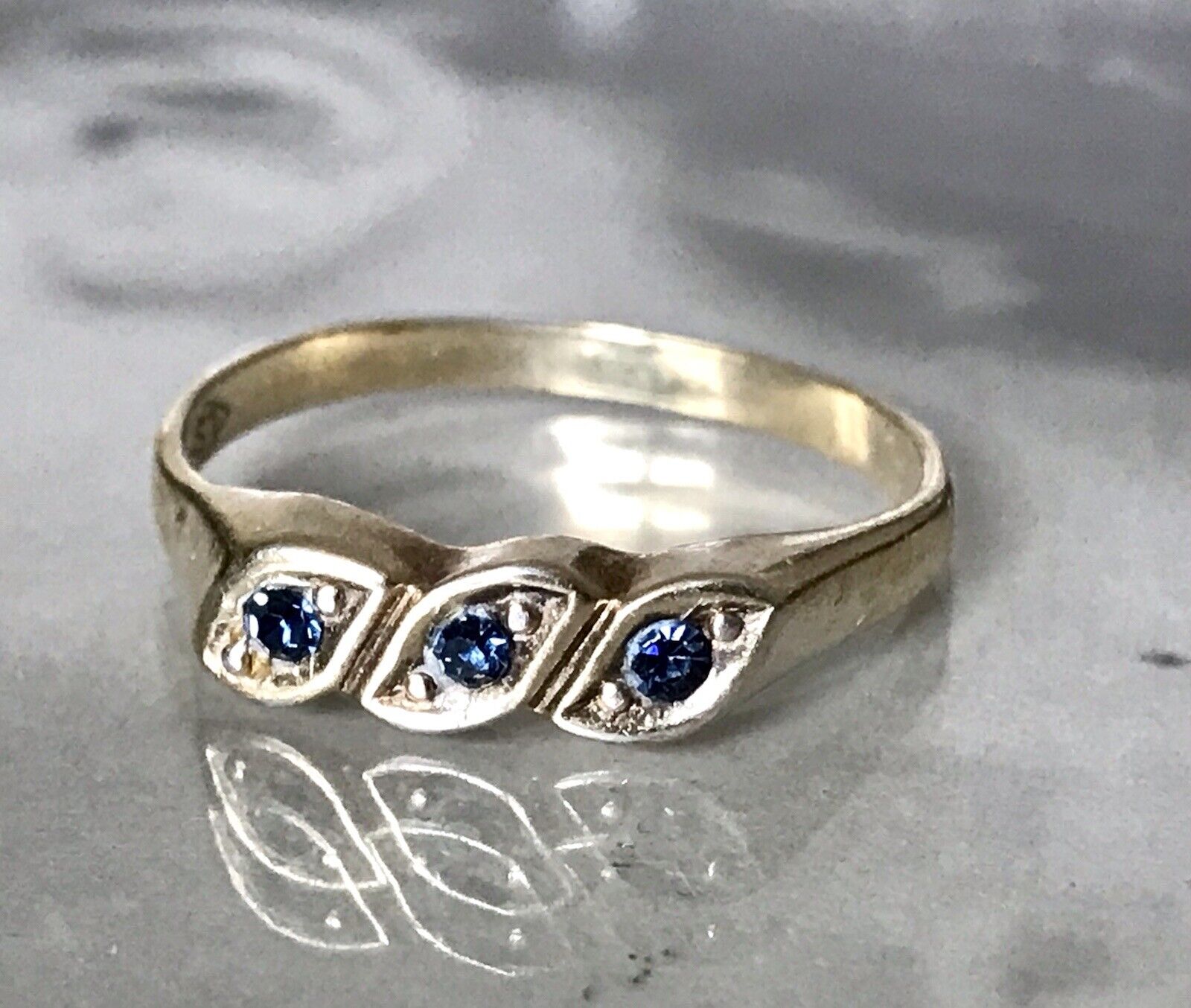 Antik ? alt DAMEN RING Silber 925 Gr. 59 18,8 blaue Steine Saphire? vergoldet