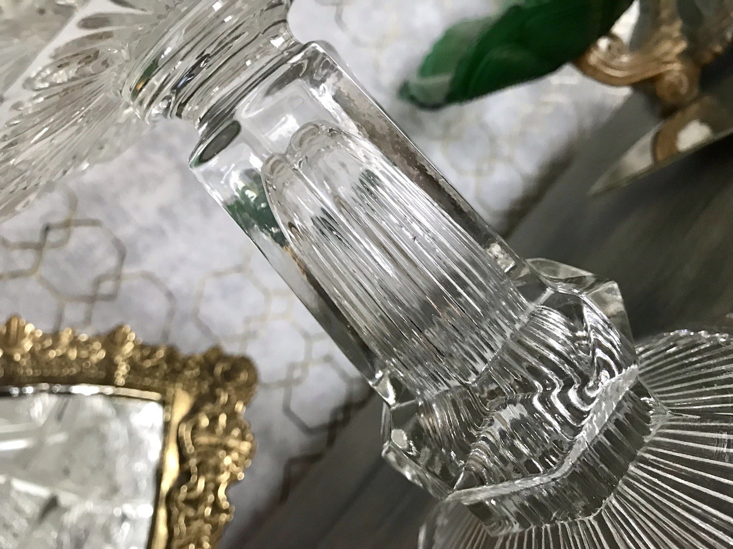 Antik Art Déco Pressglas Glas Schale Fußschale Tafelaufsatz Brockwitz Imperial