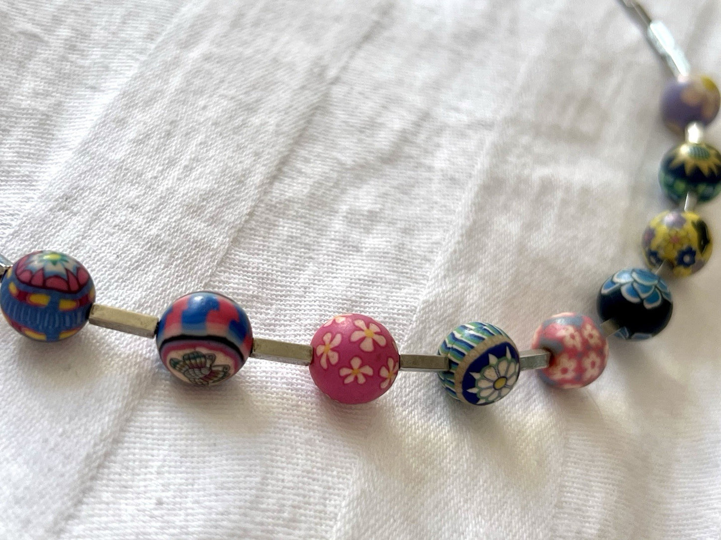Swatch Bijoux Pila Halskette Damen Mädchen Edelstahl bunte Polymer Perlen Kette