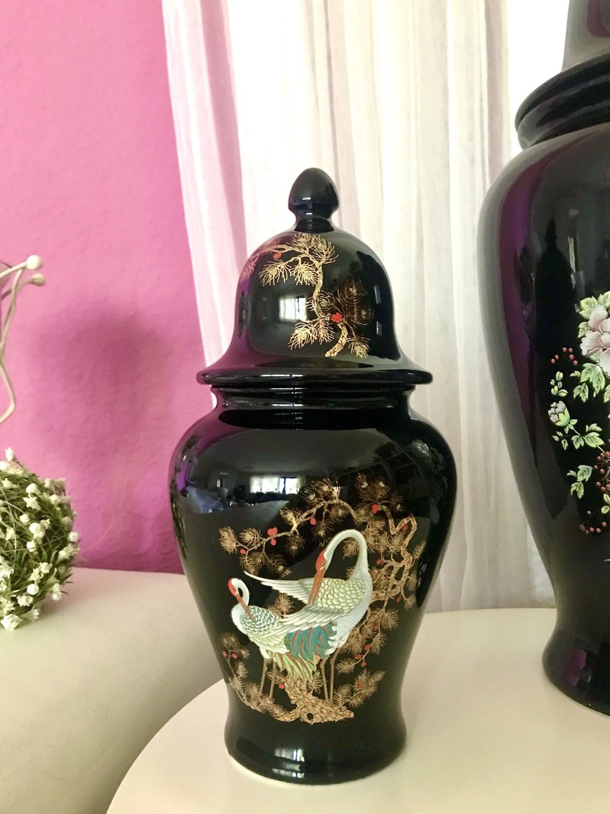 Vintage 1 Porzellan Prunkvase Deckelvase Vase Italien MCModernistisch schwarz