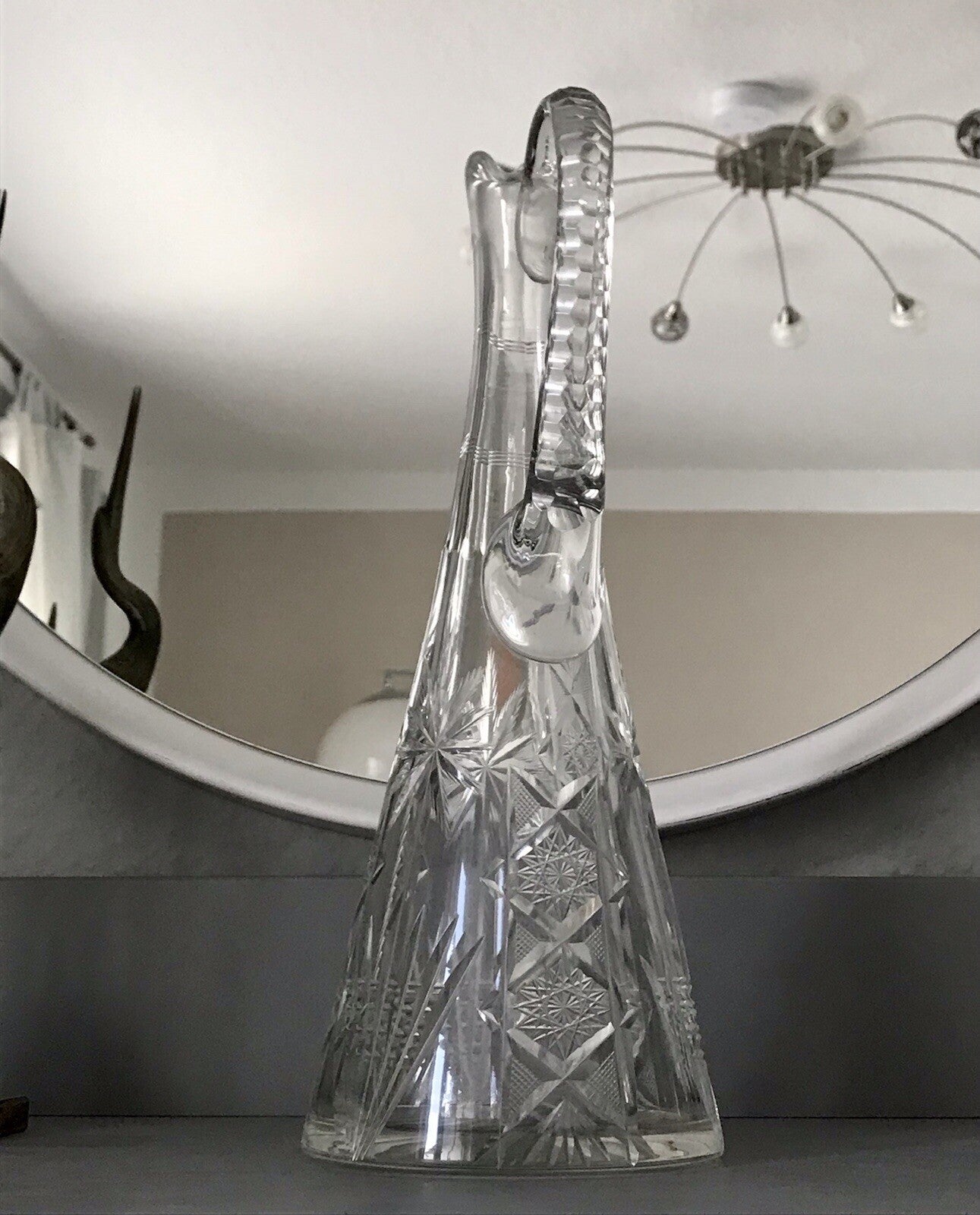 Antik Art Déco Schliff Dekanter Karaffe Kristallglas Bleikristall EDEL