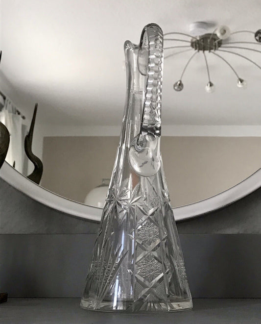 Antik Art Déco Schliff Dekanter Karaffe Kristallglas Bleikristall EDEL