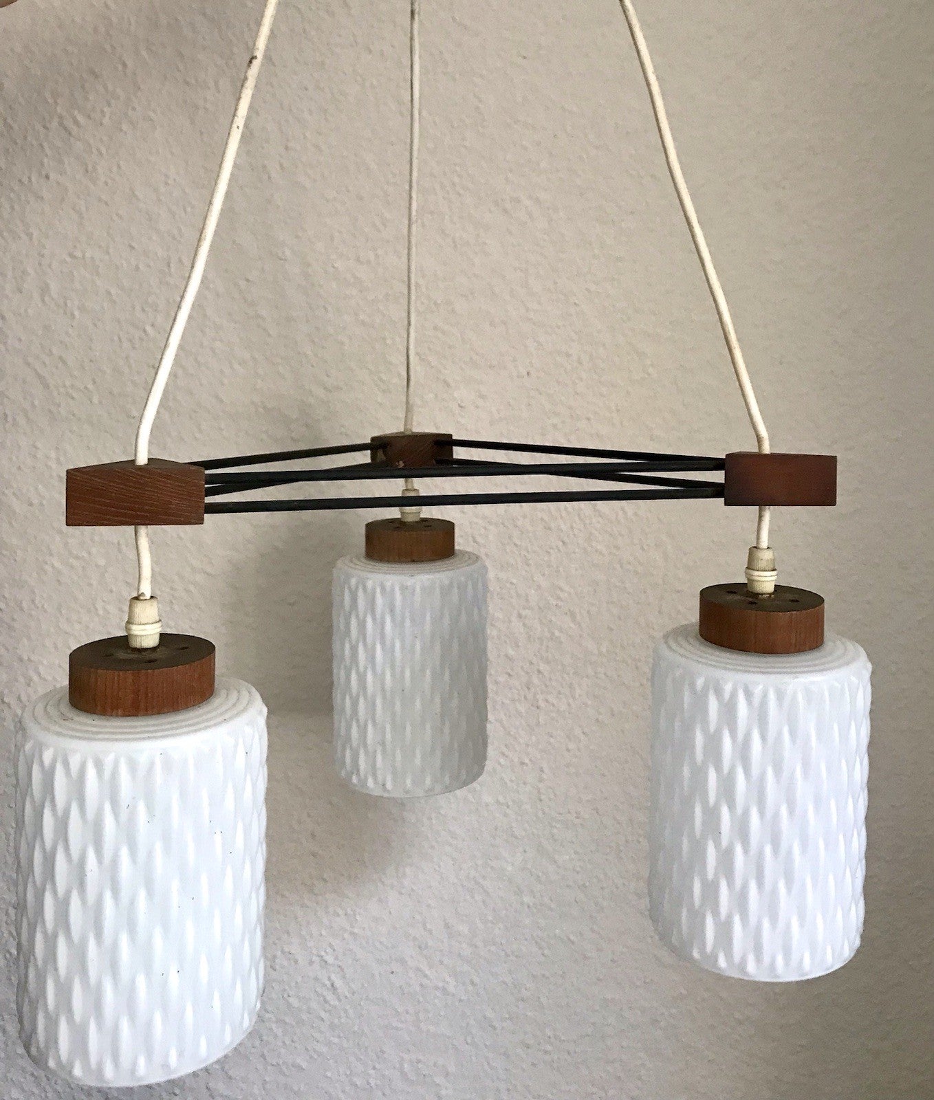 Vintage Alt 60er Leuchte Deckenleuchte Lampe Leuchte String Ära MCM Teak Tripple