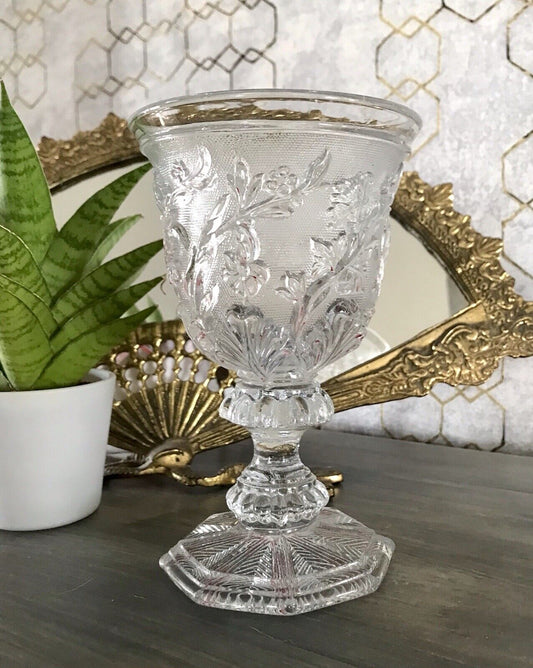 Antik Fußbecher Kelch Becher Weinglas Pokalglas Kristallglas? ~1830