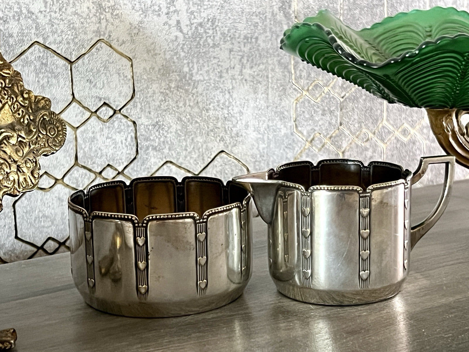 Antik WMF Jugendstil Kaffee Kernstück: Zuckerdose Rahmgießer