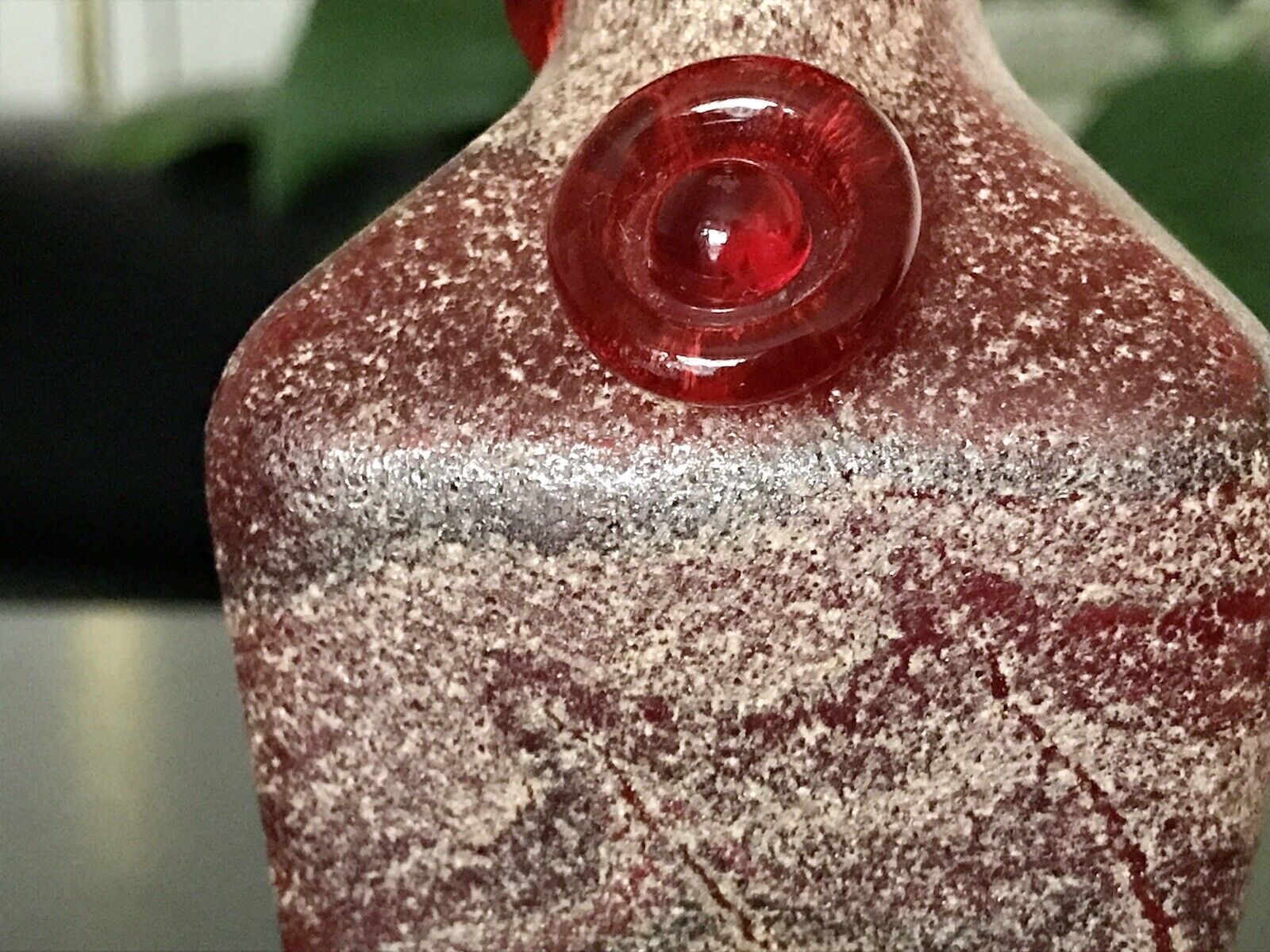 Replik Nachbildung römisches Glas Glaskunst Glasvase rot mit Nuppen