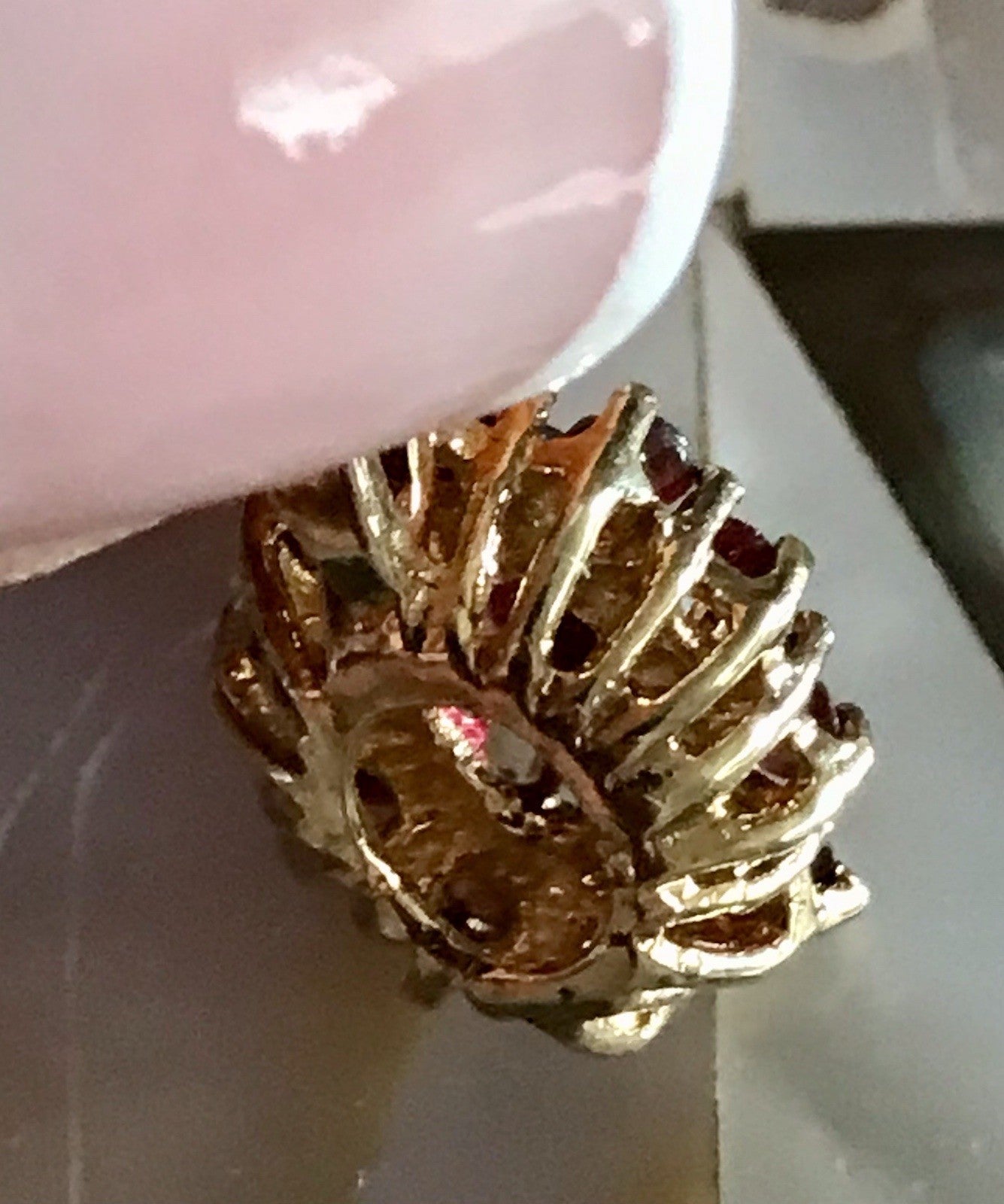 Vintage Edel Anhänger Kettenanhänger Silber vergoldet 835 SUPER Granatsteine