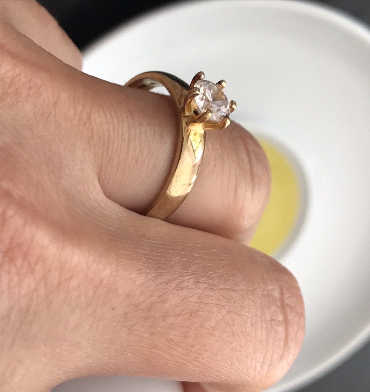 Vintage alt Damen Ring Silber 925 Gr.60 farbloser Stein Solitär 19,1 vergoldet