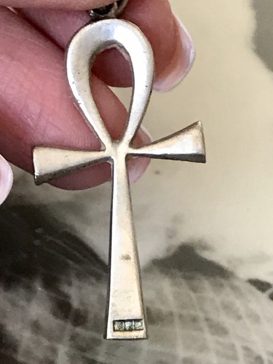 Vintage alt Ägypten Form 900 Silber Kreuz Anhänger Kettenanhänger