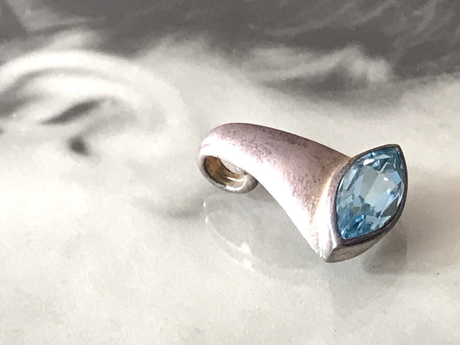 Vintage Kettenanhänger Anhänger Silber blauer Stein Designer