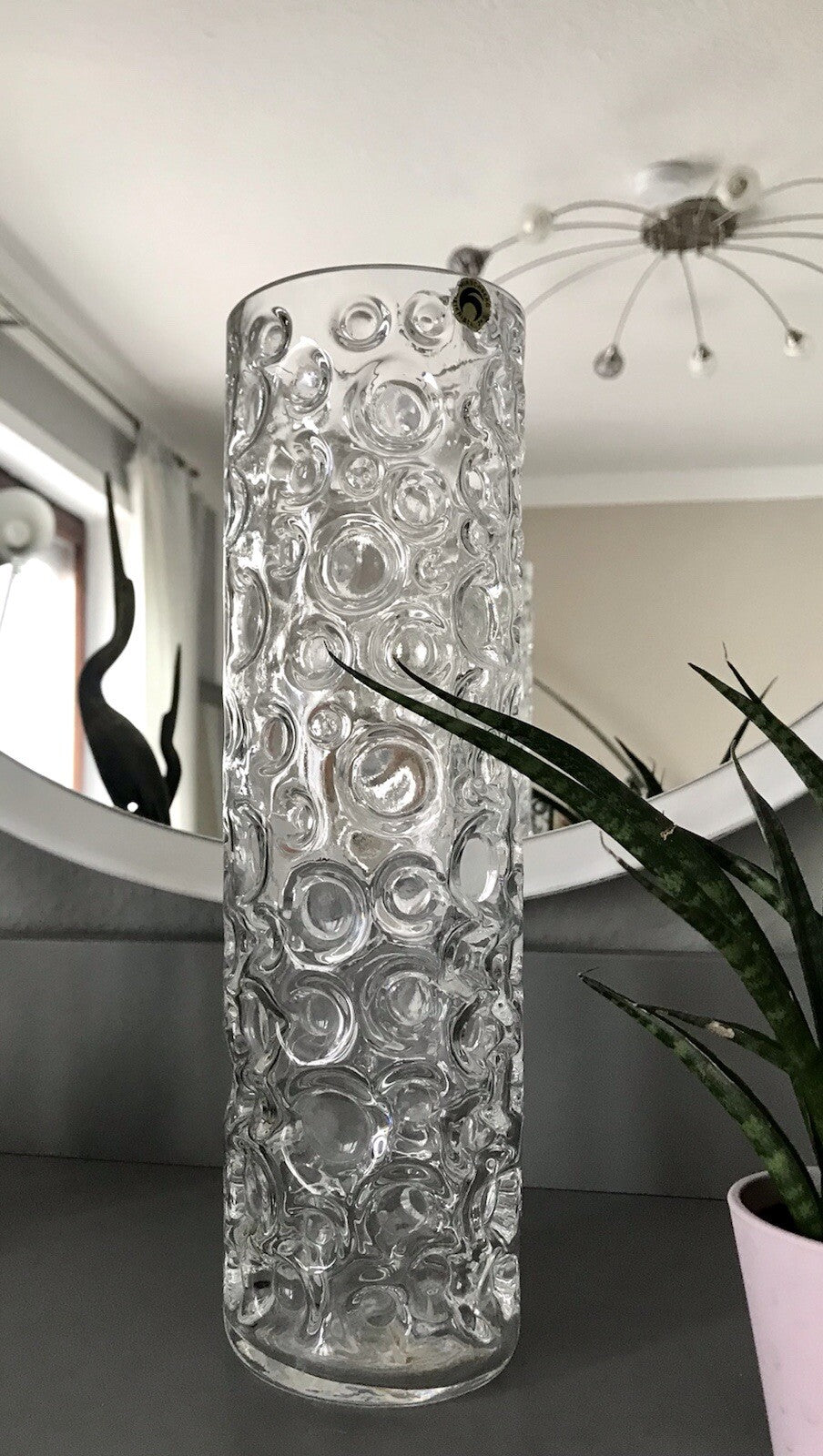 Vintage 60er 70er Design hohe Glasvase Glas Vase Bubble Op Art Hirschberg