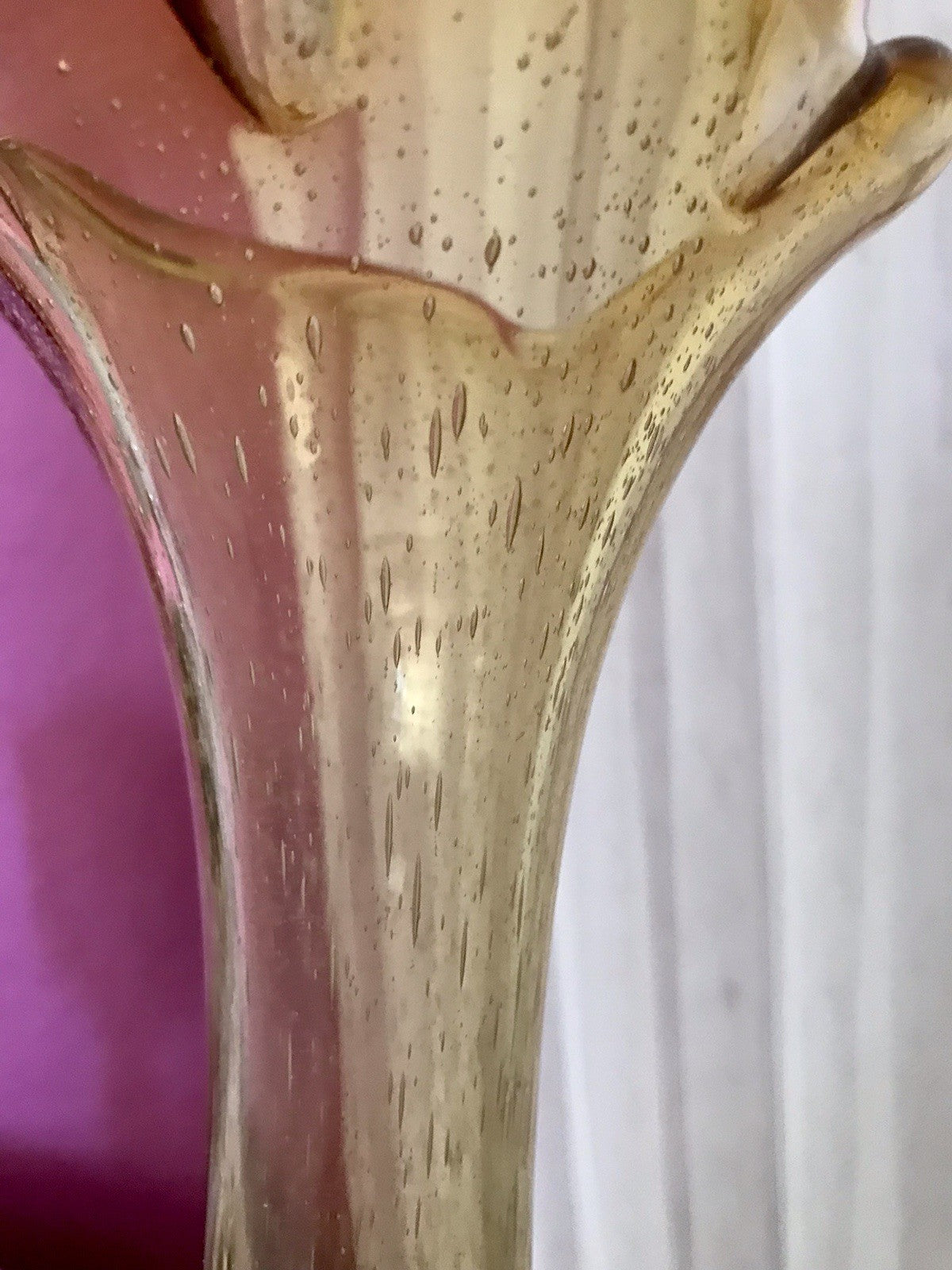 Vintage gelb große Designer Vase Blumenvase Glasvase Glas Huta Zabkowice PRL