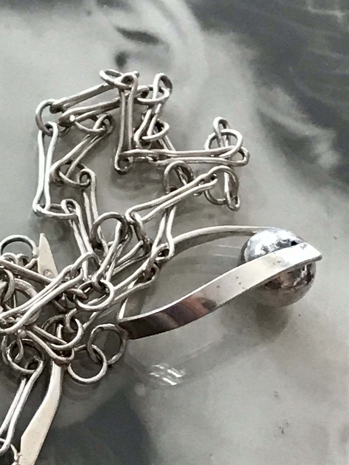 Vintage Modernist Designer 925 Silber Collier Halskette Kette Collier Polen