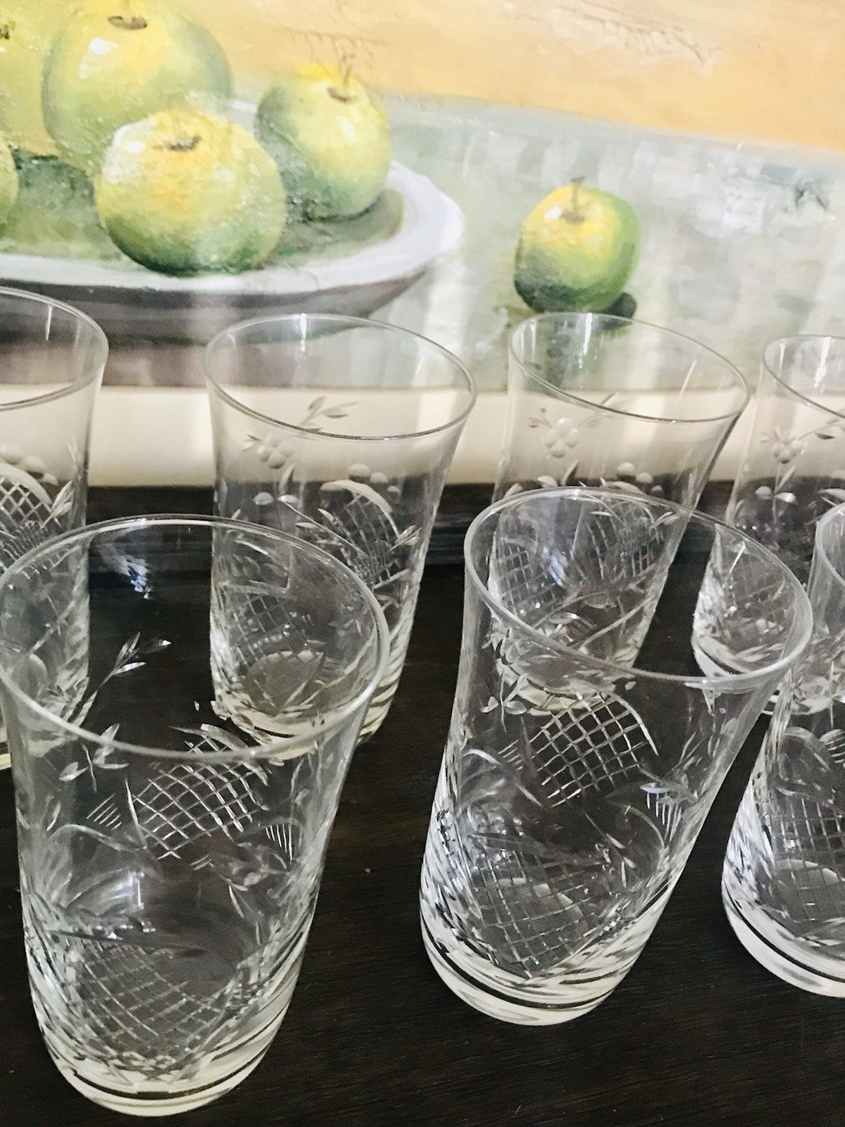 Antik Art Déco EDEL 10 Wassergläser Gläser  Becher Glas Kristallglas geschliffen