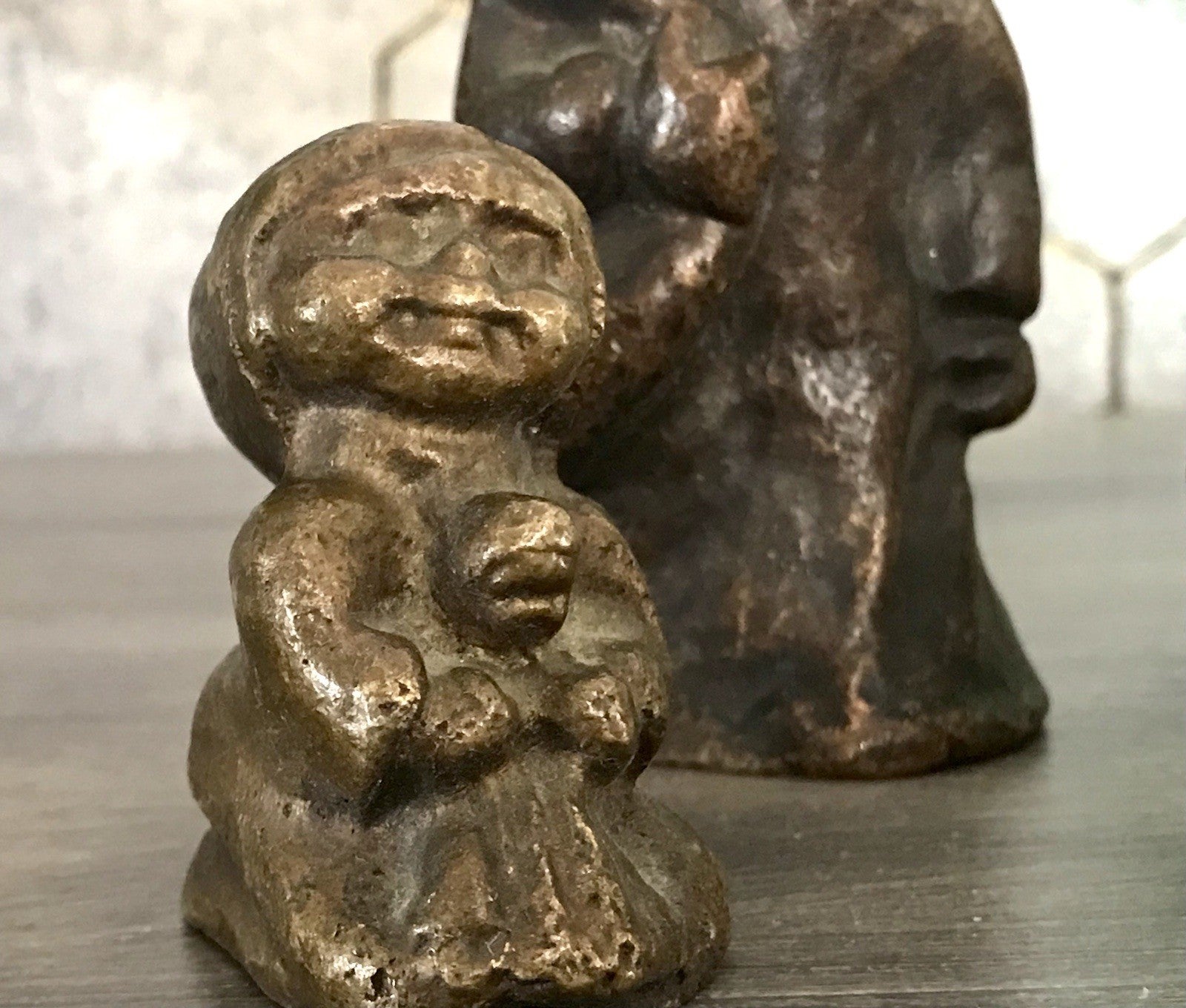 6x Vintage Bronze Figur Kinder Skulpturen Limpke u.a. Mädchen mit Puppe SCHÖN!
