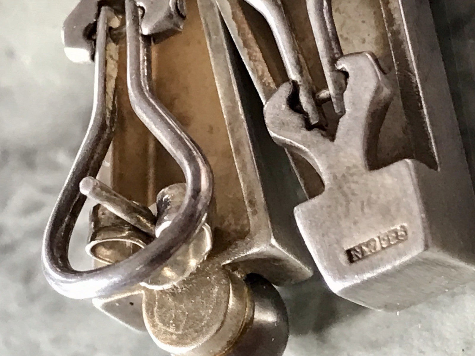 Damen Set Designer Schmuck Anhänger Ohrringe Silber 925 NW modernistisch Perle