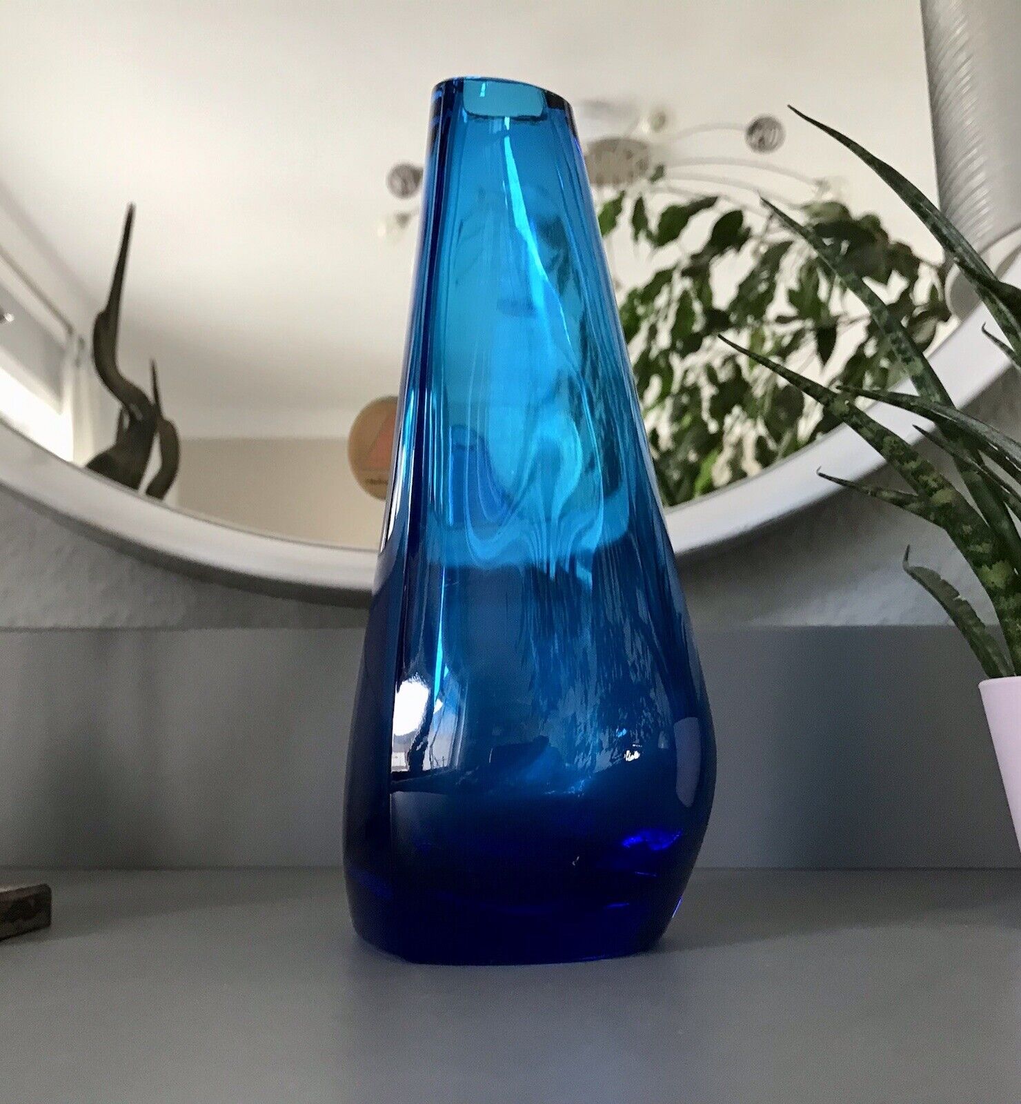 Murano ? Vintage 60er Glasvase Vase Blau  Kristallglas Edel Schwangere Elke