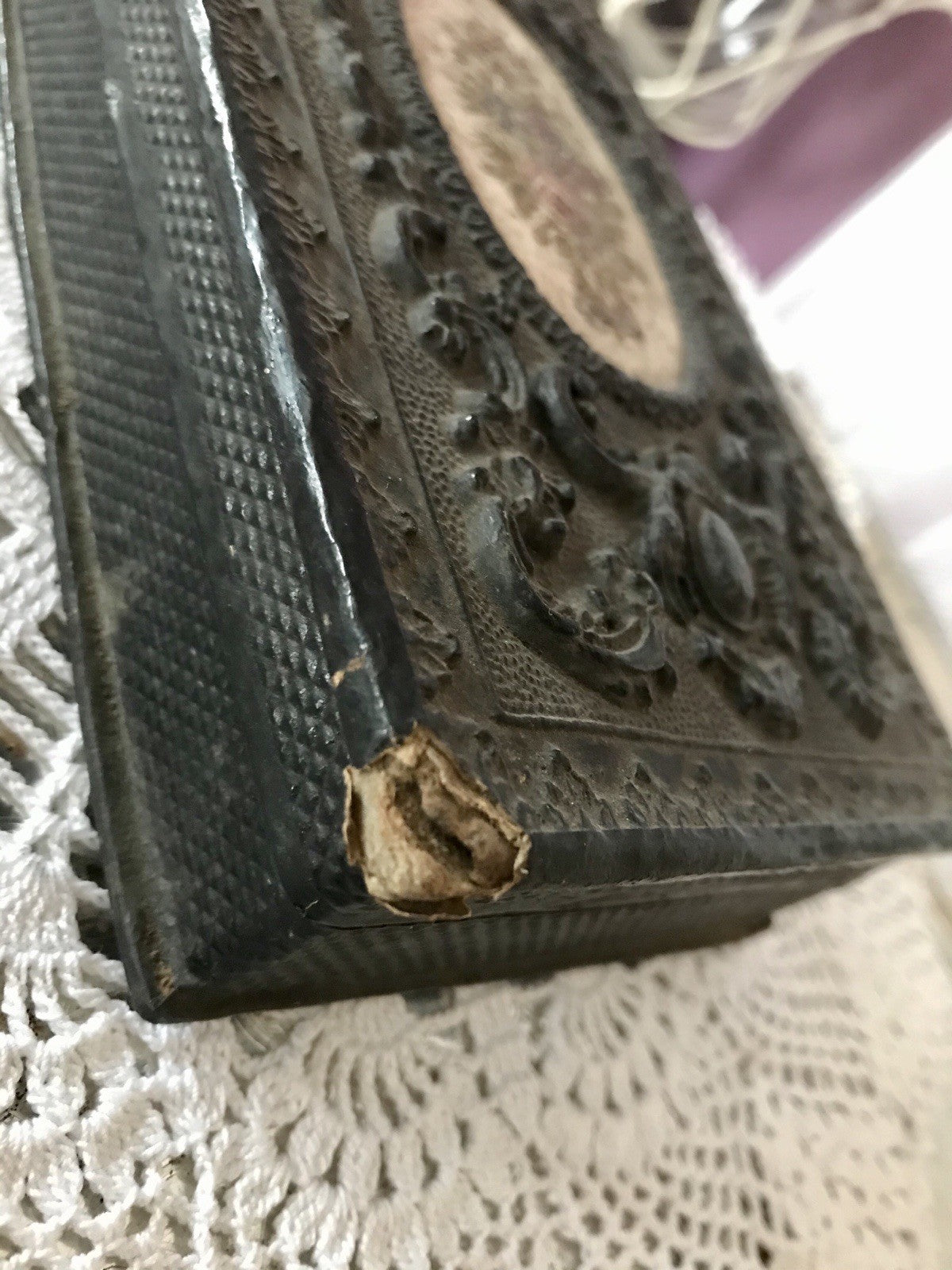 Antik Pappmaché Kästchen Nähkästchen? Schmuckkäschen?