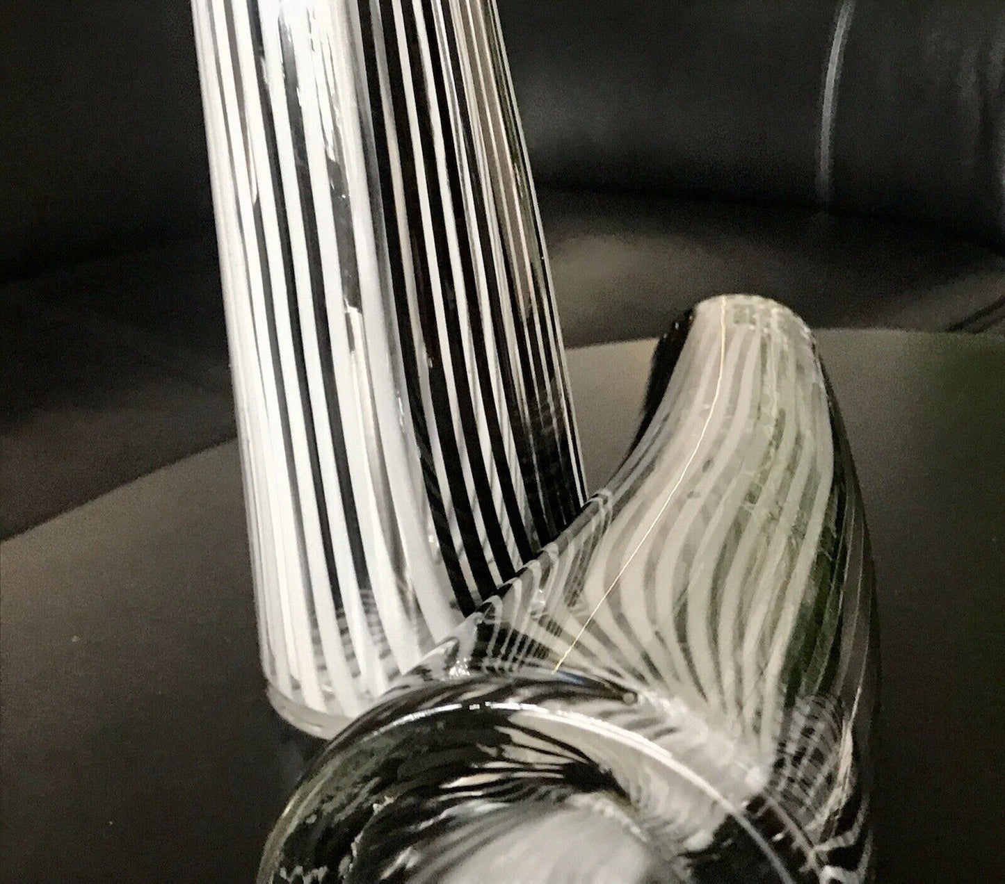 Vintage 3x Dino Martens Vase Glasvase Bianca Nero Streifen Glaskunst Murano