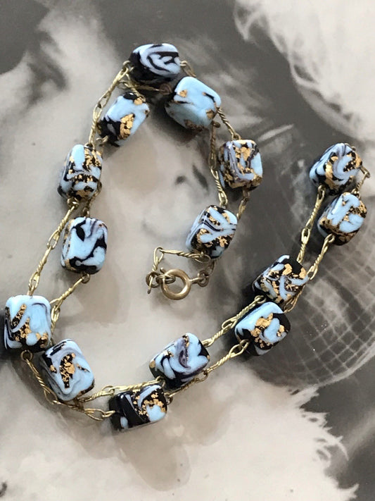 Alt Edel Vintage Halskette Kette Murano Perlen Sehr Schön