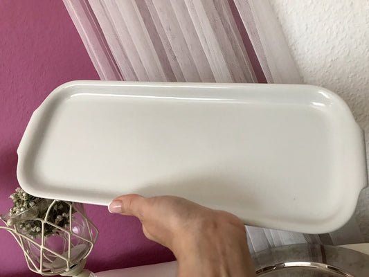 Porzellan längliche Kuchenplatte für Kastenkuchen Aida Rosenthal weiß