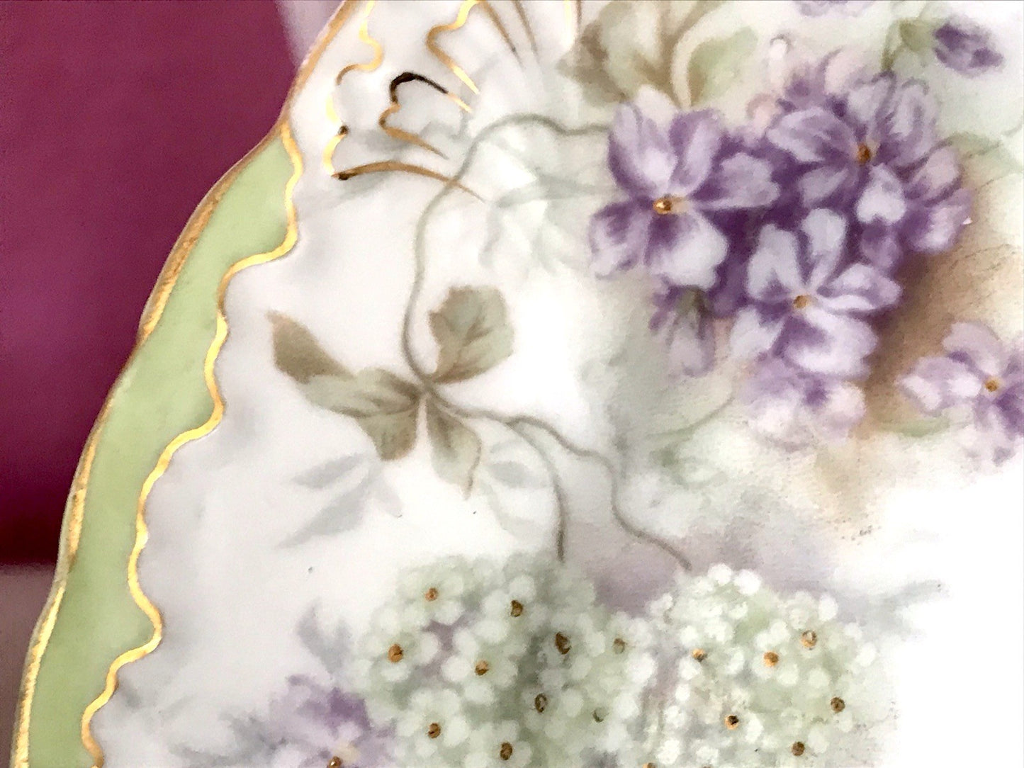 Antik 4 Dessert Kuchen Teller Jugendstil Blumen Muster Jäger&Co Kuchenteller