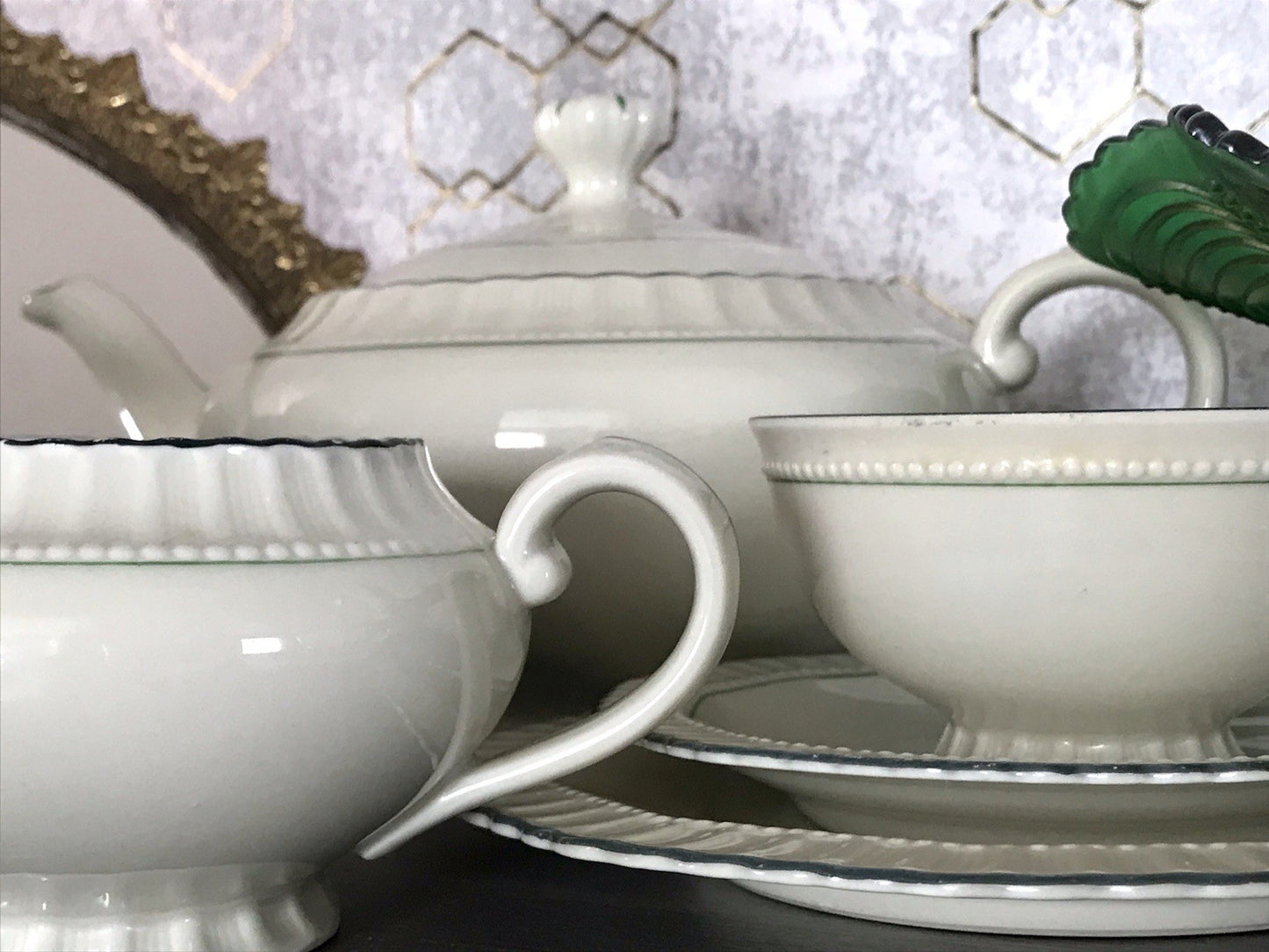 Antik Edel Art Déco Porzellan Kaffeeservice 8 Pers. SCHÖN Schlaggenwald Böhmen