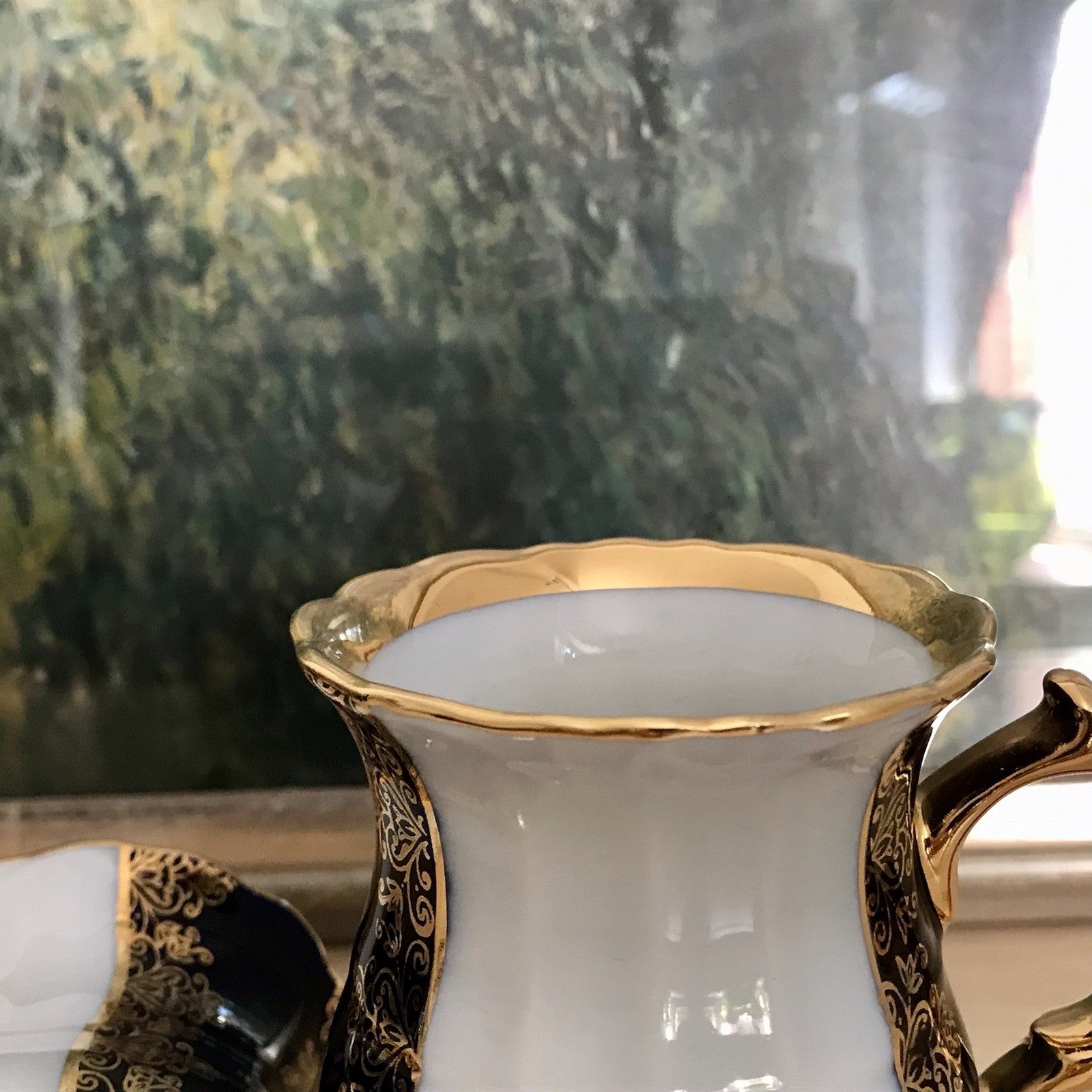 1 x Alt Porzellan Becher Tassen Kännchen? Echt Kobalt Golddekor bunt Haas&Czjzek