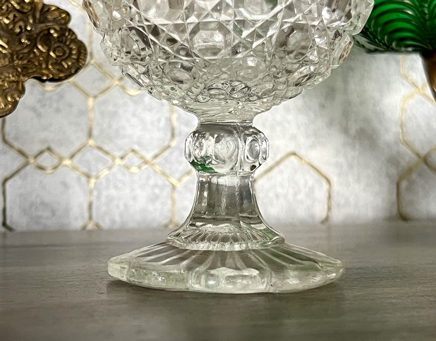 Antik Jugendstil Art Déco Pressglas Glas Fußschale Schale Zuckerschale